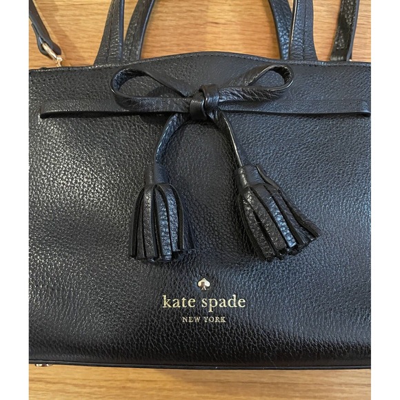 Kate Spade Black Mini Hayes Tote/Crossbody with Bow and Tassel